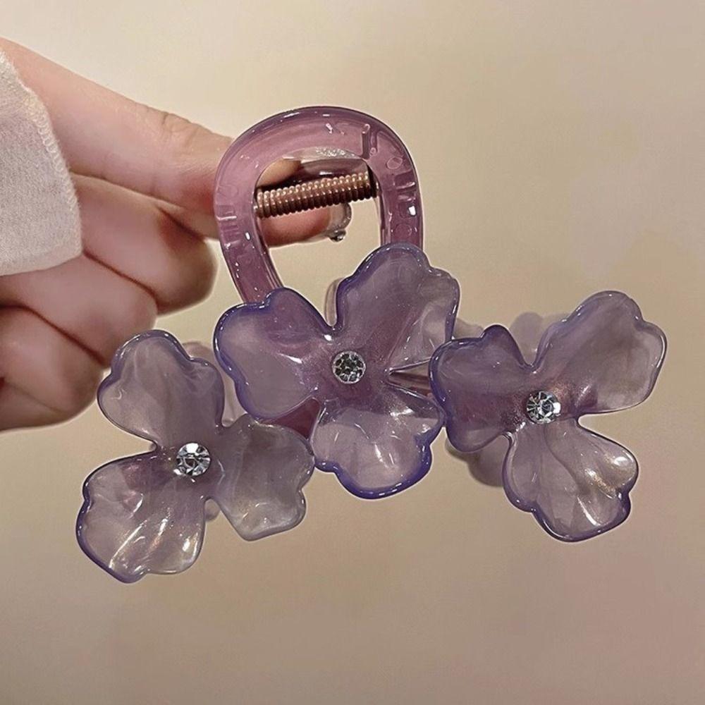 Acrylic Flower Hair Claw Cute Hairpin Rhinestone Hair Clip Fashion Female