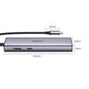 Ugreen CM512 Multiport USB-C Hub: Dual USB-A 3.0, HDMI, Ethernet, SD/TF Card Reader, 100W Power Delivery - Gray