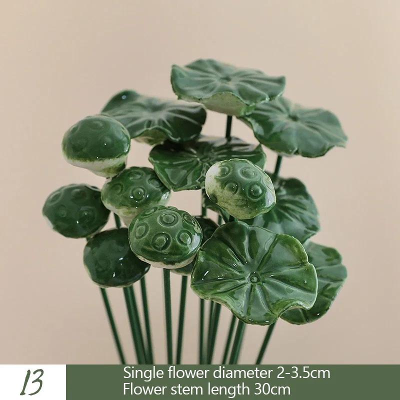 

5PCS Handmade Ceramic Flowers Realistic Floral for Wedding Party Festivity Home Decor Creative Garden Stake Prop Random Color