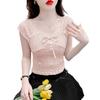 French Bow Square Collar Lace Shirt for Women Summer Short Sleeveless Top