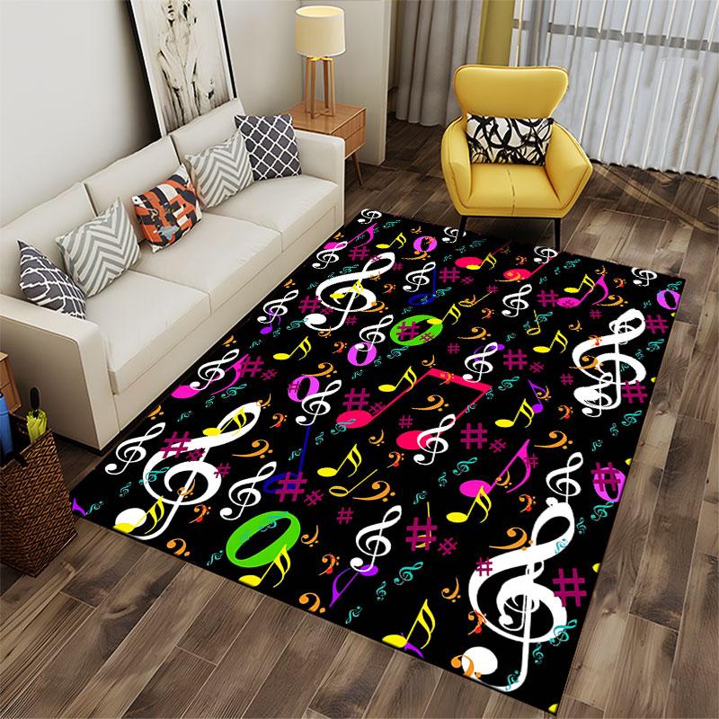 Colorful Music Note Pattern Carpet suitable as a non-slip mat for the living room or bedroom sofa