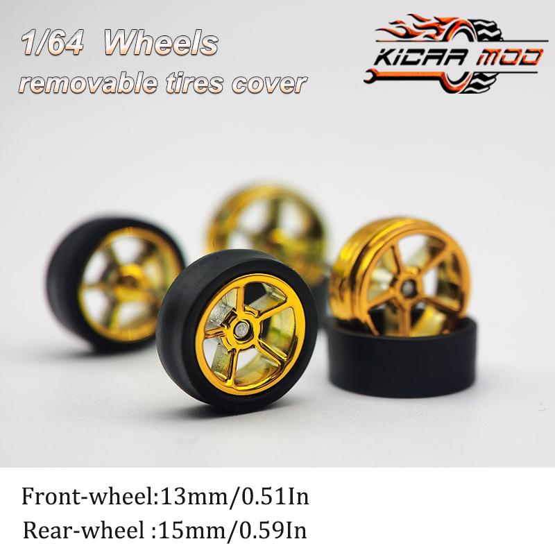 1/64 Modellauto Räder Mit Gummi Abnehmbare Reifen Große Größe Tuning Teile Für Räder Matchbox D:13mm+15mm 1 Set