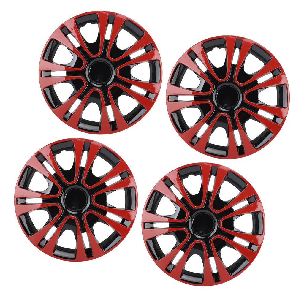 4Pcs Wheels Rim Cover 13 Inch Black Red Stylish Durable Protective Hubcap Wheel Covers For Most