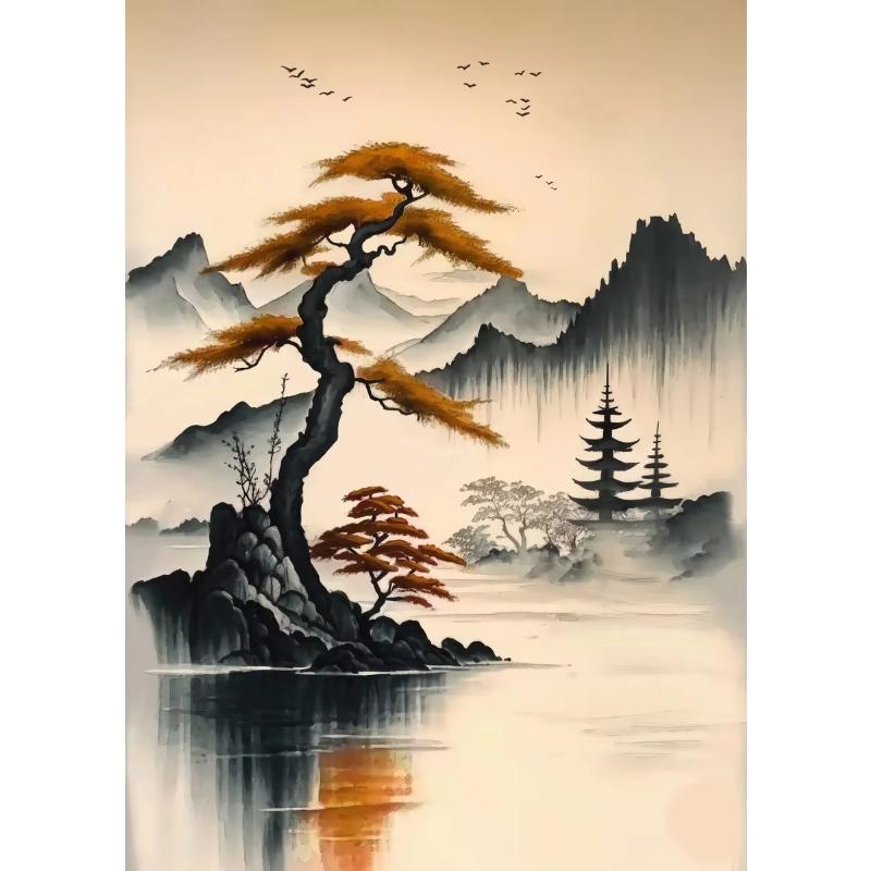 Japanisches Samurai Leinwandgemälde Wandkunst Charakter Poster und Drucke Heimdekorationsbild für Wohnzimmer Schlafzimmer Ästhetisch