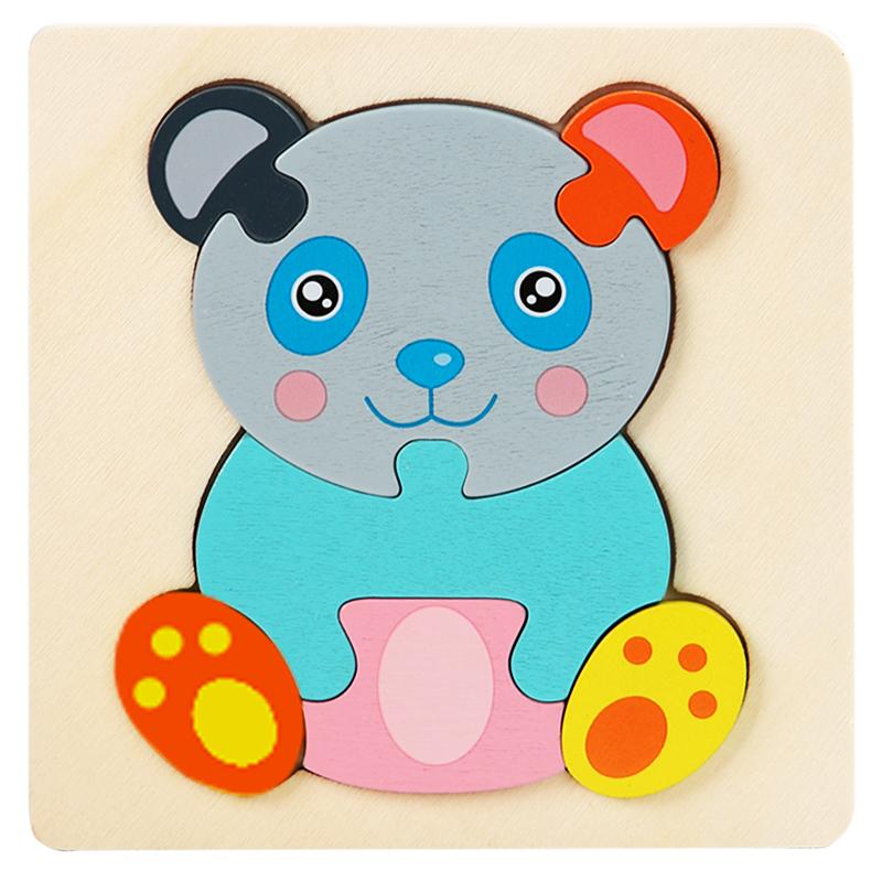Wooden Puzzle Montessori Animals Carton Colorful Learning Education Toys Tangram Jigzaw Cognitive Wood For Children Kids Gift