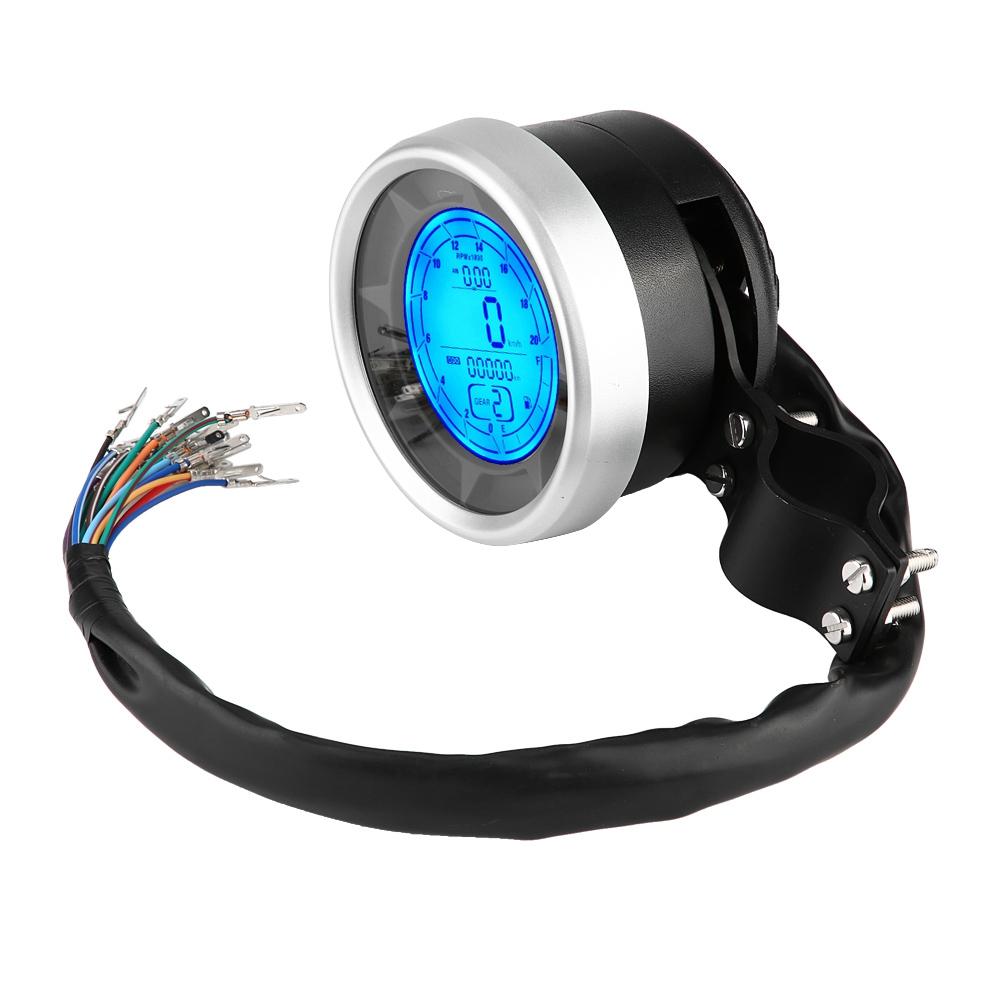 Motorcycle Multifunctional LCD Meter Tachometer Speedometer Odometer Overspeed Warning