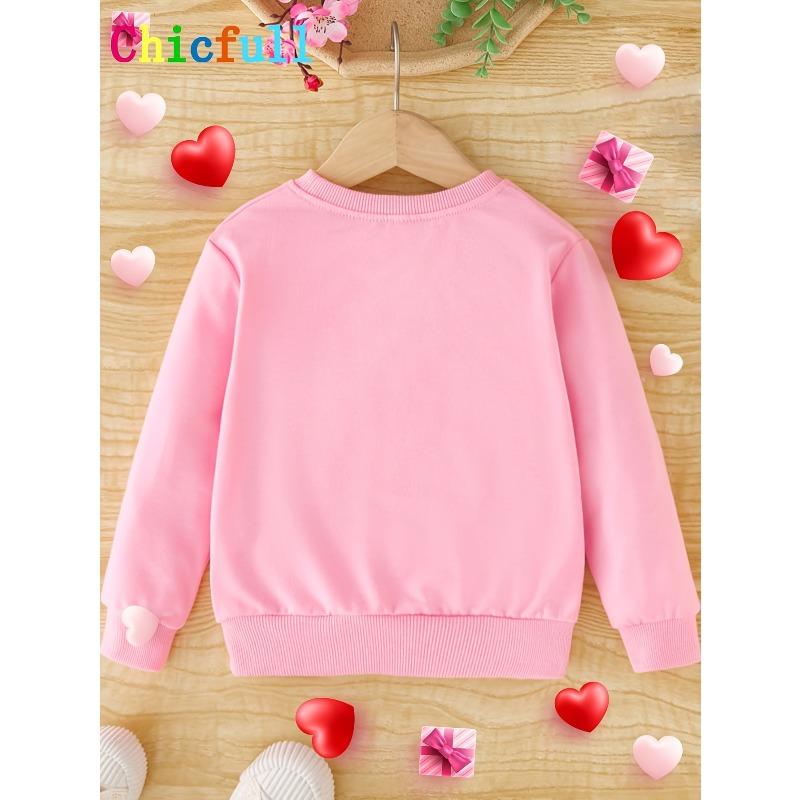 European sizes Valentine'S Day Kids Cartoon Cat Heart Print Cute Fashion Spring Autumn Long Sleeve Sweatshirt