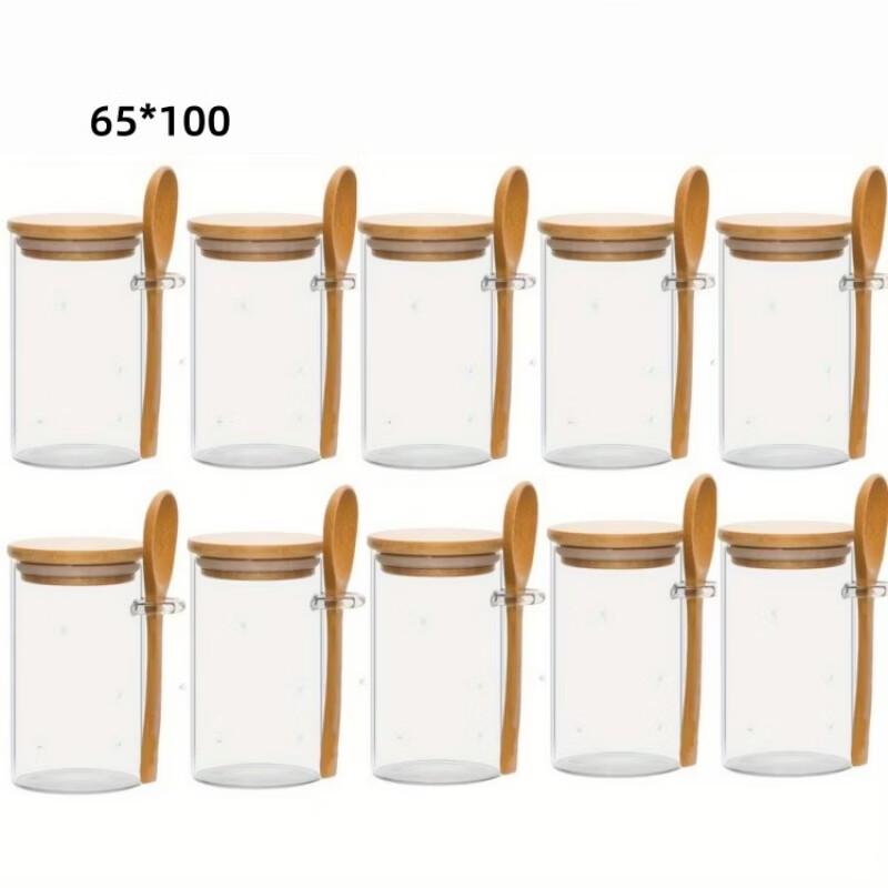 Transparent Round Glass Storage Jar with Bamboo Lid