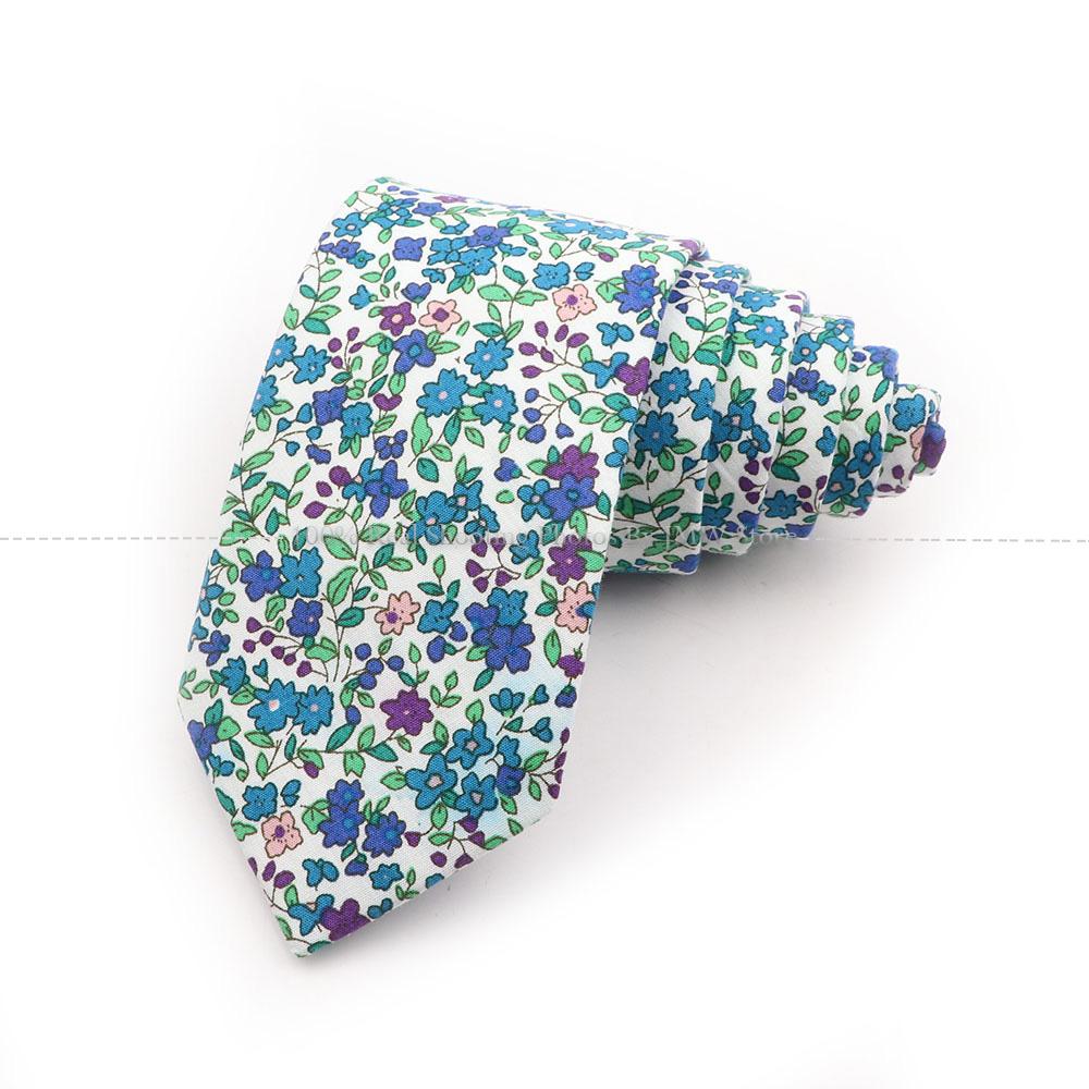 New Chic, Blumenkrawatte, 100 % Baumwollkrawatte, für Männer, helle Farbe, lässige schmale Krawatte, Hochzeitsfeier
