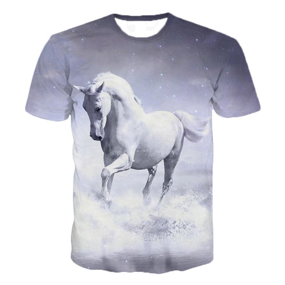 Summer hot selling trend cute 3D printed animal horse print pattern personalized casual comfortable T-shirt