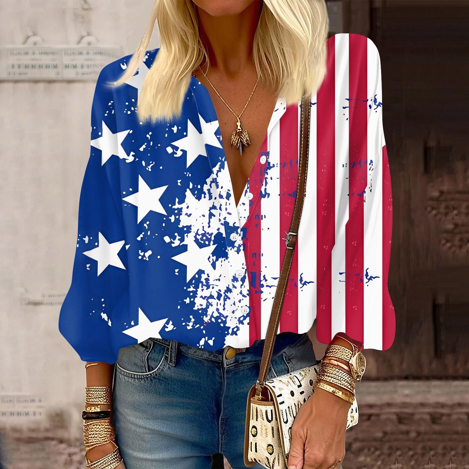 

Женская рубашка-блузка Independent Day с принтом на пуговицах, повседневный винтажный модный топ с круглым вырезом и рукавами 3/4 XXL