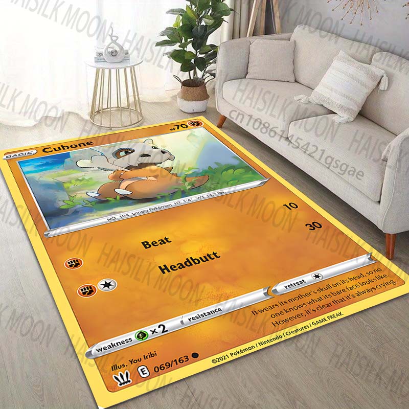1PC Pokémon Cubone Printing Carpet for Living Room Bedroom Kid's Room Home Decor Area Rug Sofa Cloakroom Play Mat for Gifts