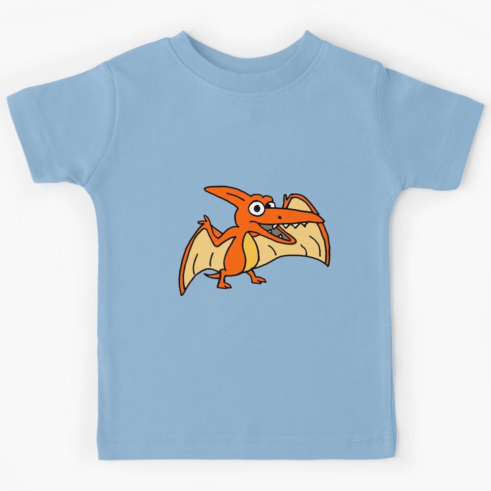 Funny Orange Pterodactyl Dinosaur Cartoon Kids T-Shirt 150