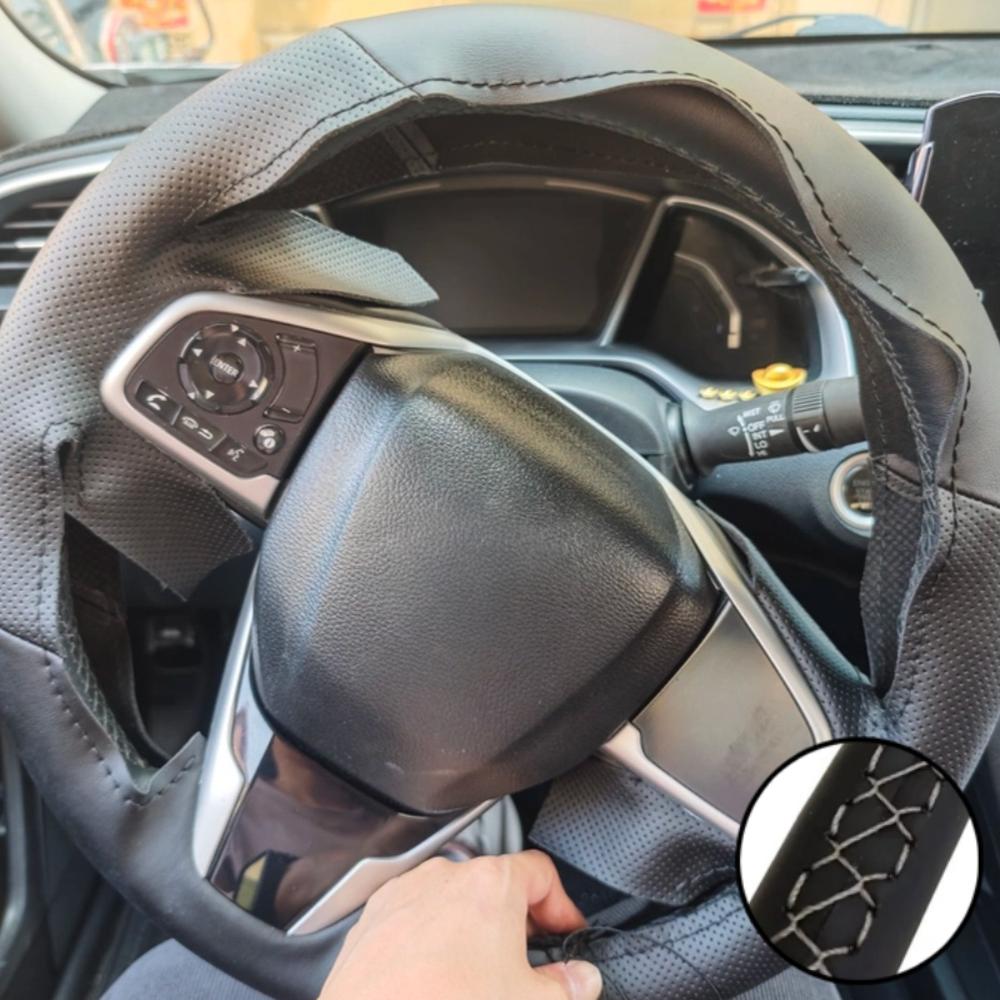 Car Accessories Hand Stitched Wear Resistant Microfiber Leather Steering Wheel Cover For Honda Civic 10 CR-V Clarity 2016-