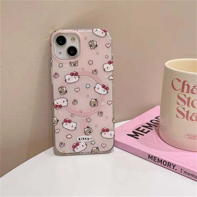 Magnetic Flower Hello Kitty Chain Phone Case For Samsung Galaxy S26 Ultra 5G S25 S24 S23 S22 Plus Ultra FE Flip 7 6 5 5G Casing