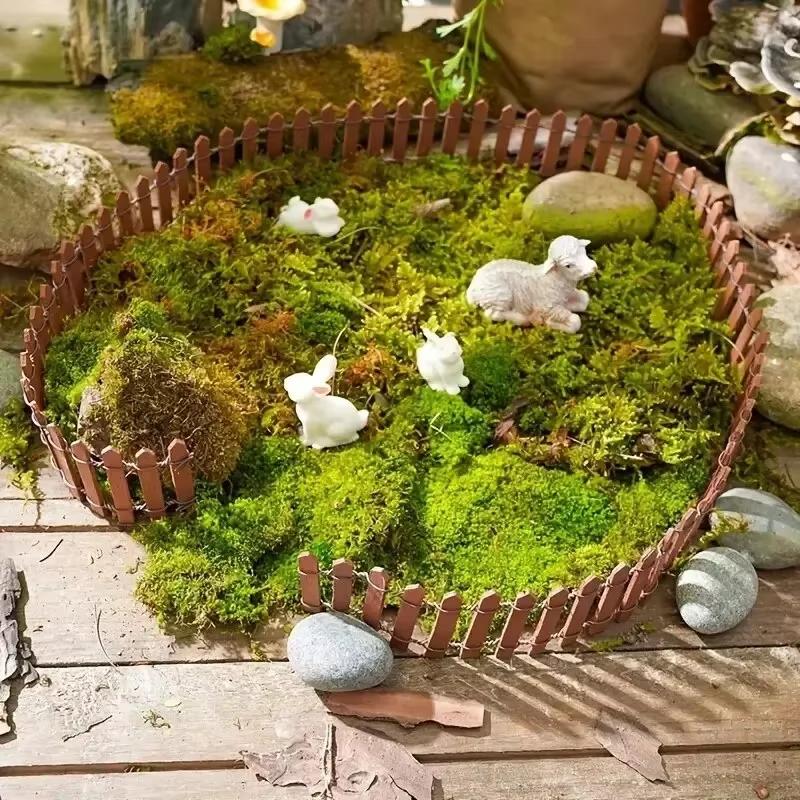 Mini Fence Garden and Bonsai Decoration Fairy Tale Garden Fence Wooden Decoration, DIY Handicraft Project Mini Picket Fence