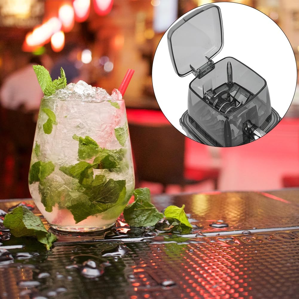 Hand Crank Ice Crusher, Manual Hand Crank Operated Breaker, Portable Chopper Transparent Stainless Steel Breaker Making Drinks Machine for Fast