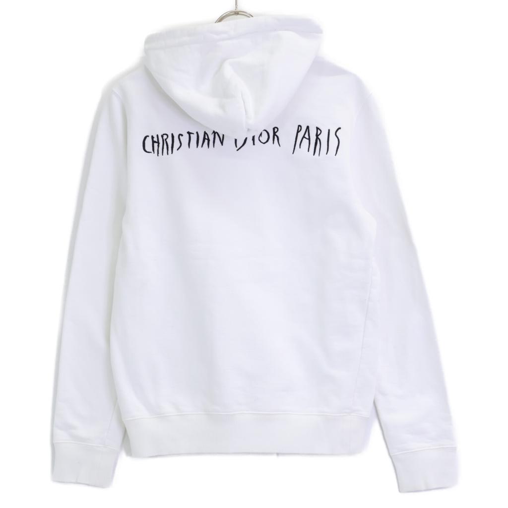 DIOR x Raymond Petitbon 943J600E0531 White Logo Embroidered Sweatshirt Hoodie Oversized tops S whiteUsed