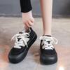 Black Sneakers Woman Flats Shoes Trend Round Toe Spring Autumn Sneakers Women Vulcanized Shoes Lace Up Non-slip Casual Sneakers