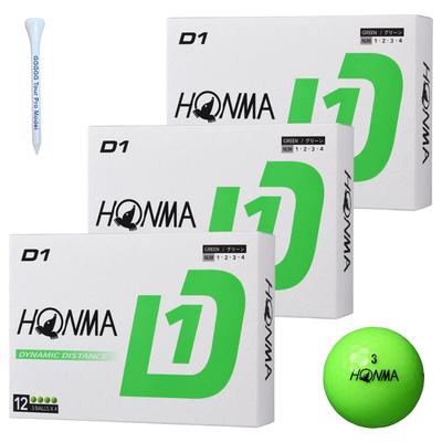 Honma Golf D1 Ball Golf Ball 2024 Model BT2401 Green 3 Dozen 36 Balls Flying Distance Original Wood Tee