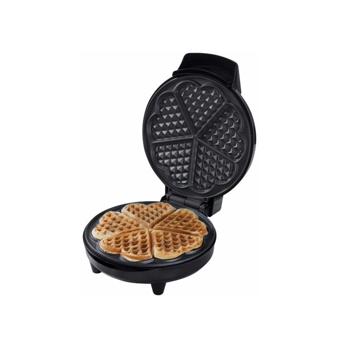BESTRON AWM700S - Gaufrier classique en forme de cœur avec revêtement antiadhésif, 700 W, Noir