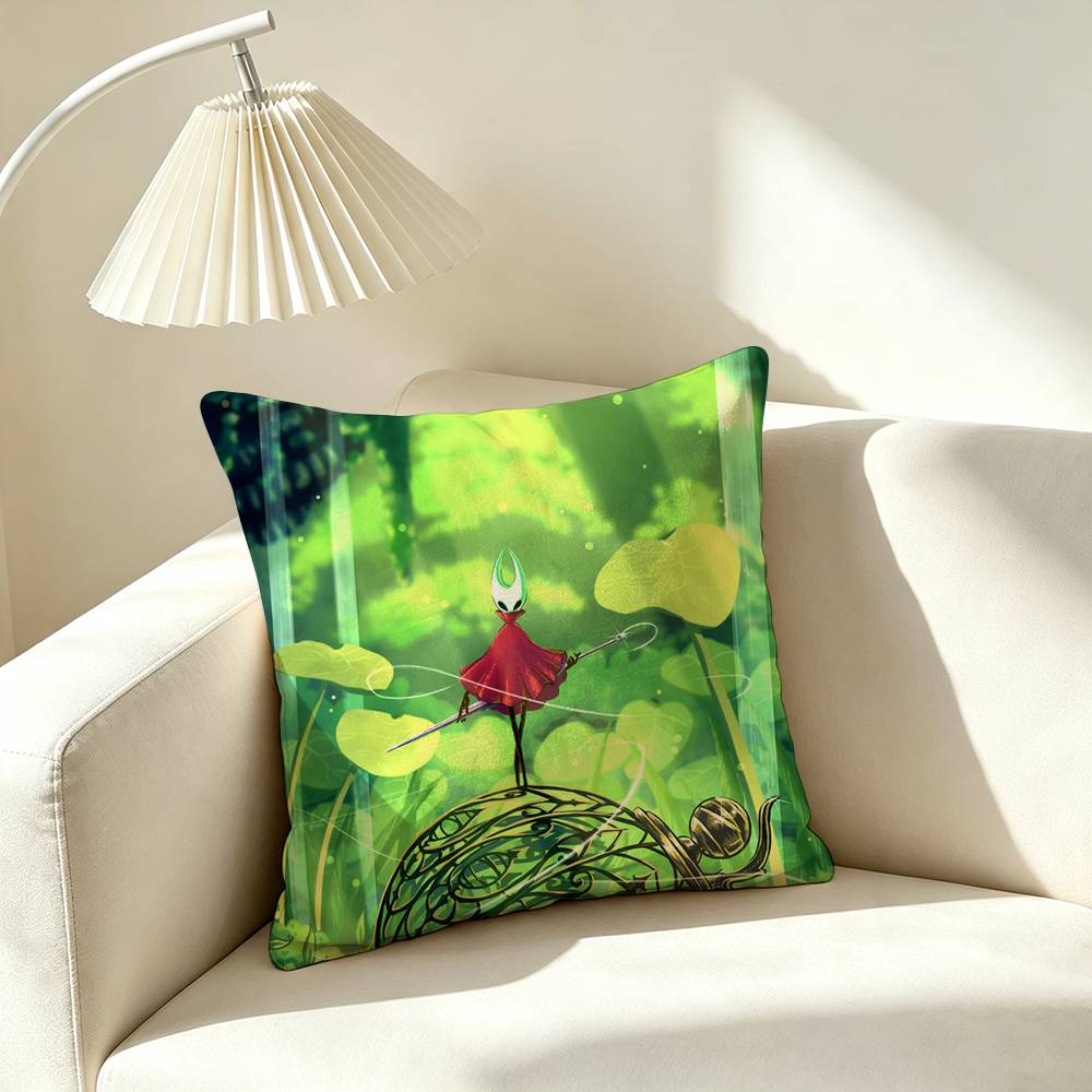 H-Hollow Knight Silksong Game Pillow Case Square Double-Sided Sofa Cushion Cover Bedroom Bedside Pillow