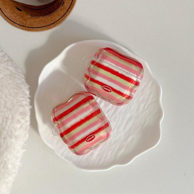 ins minimalist contrasting stripes for Apple AirPods 1 wireless bluetooth headset case 1/1 generation headset cover pendant