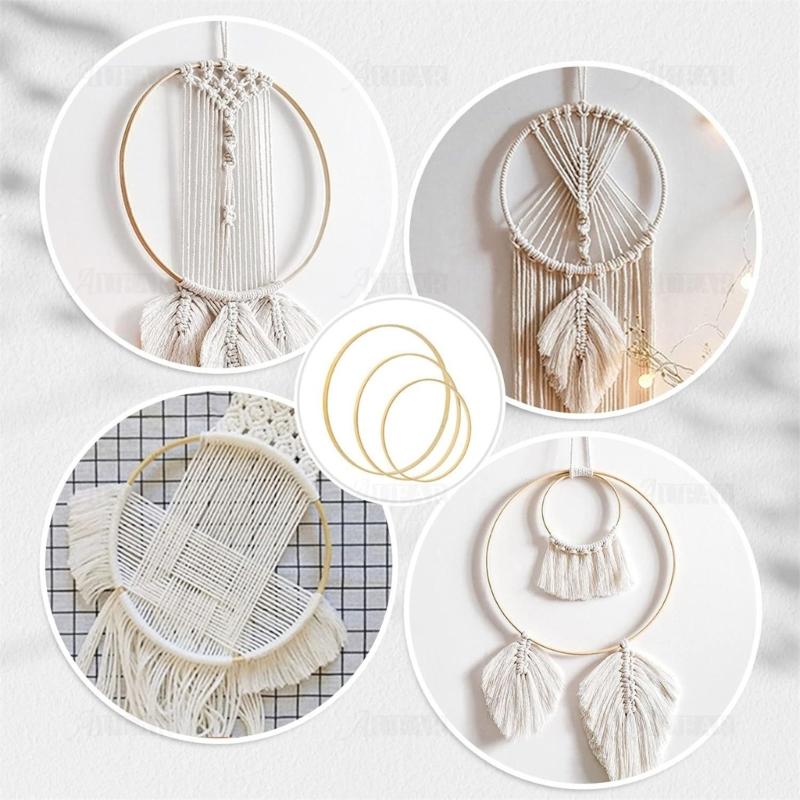 9 Pcs Bamboos Floral Hoops Wooden Wreath Rings Dream Catcher Hoops for Wall Hangings