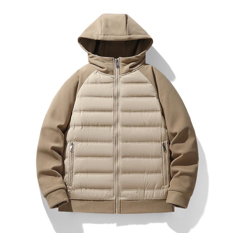 

Женская и мужская куртка большого размера из легкого утиного пуха - Новая модель 2024 года, короткое теплое пальто с капюшоном 190/3XL for 160-170 jin хаки