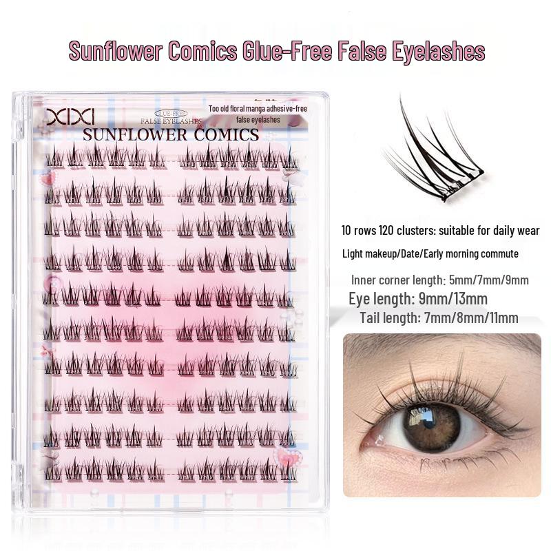 Xixi Подсолнух Натуральный вид Кластеры ресниц без клея: 10 рядов