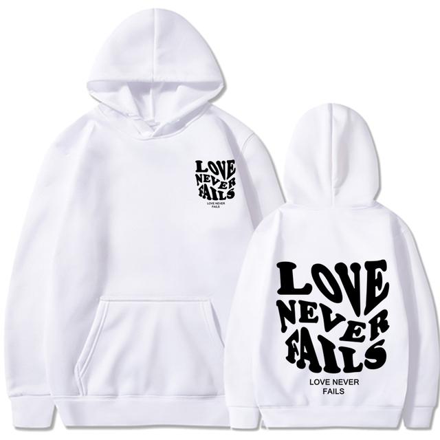 Love Never Fails Print Letter Hoodies Men/Women Sweatshirt Black Autumn Vintage Oversized Harajuku Loose Tops Casual Pullovers