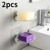 1/2 Pack Transparent Punch-Free Wall Soap Holder Draining Soap Tray Practical Bathroom Kitchen Gadget