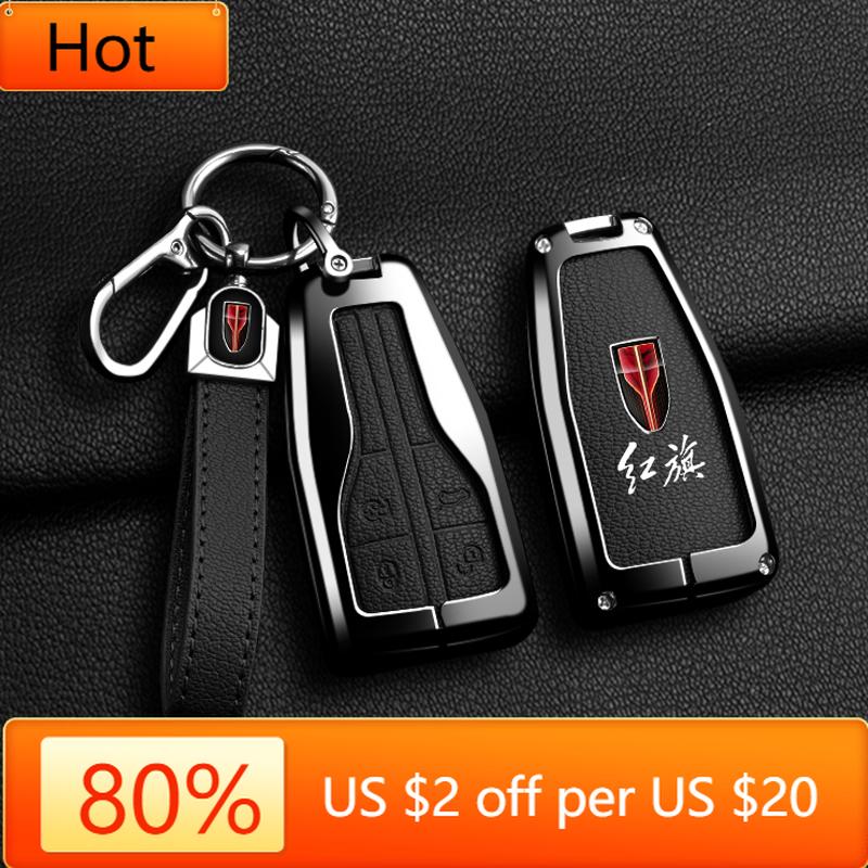 Interior Mouldings For Hongqi HS5 H5 H9 HS7 H7 L5 HS3 L9 Zinc Alloy Leather Car Key Cover Case Bag Shell Protector Keychain Acce