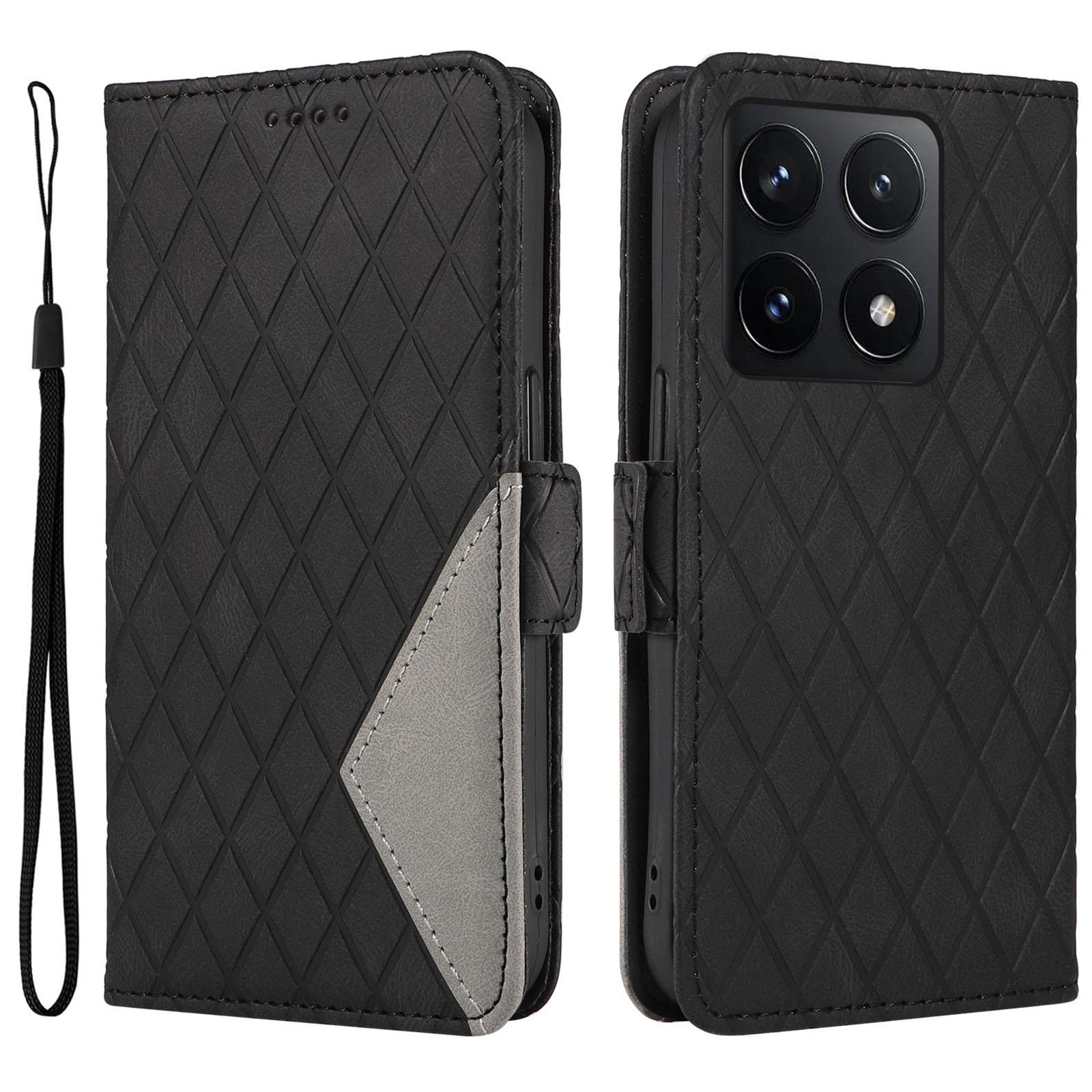 For Xiaomi 14T Case Rhombus PU Leather Flip Wallet Phone Cover B