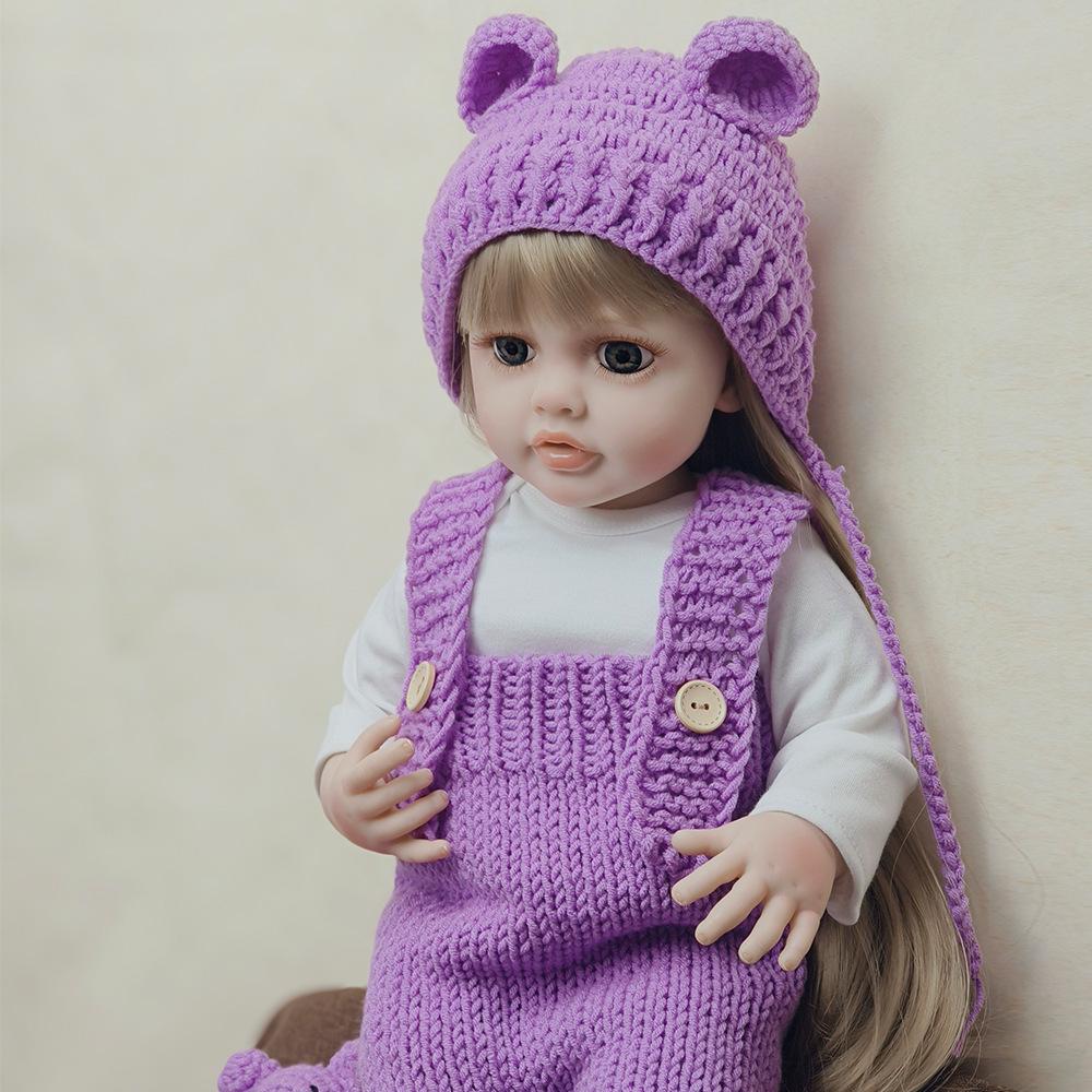 Urocza lalka reborn Betty 55cm pełny silikonowy korpus wodoodporna lalka noworodka ręcznie wklejane długie włosy lalki dziewczynki dla dzieci prezent na urodziny Boże Narodzenie