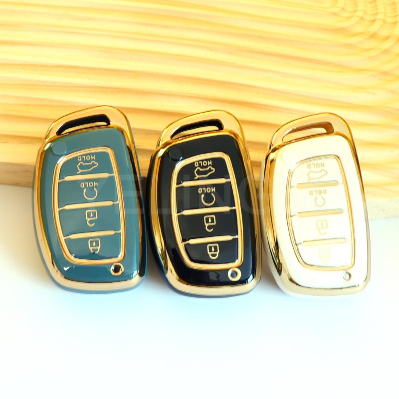 4 Tasten TPU Autoschlüsselhülle Abdeckung für Hyundai Avante Sonata Santa Fe 2015 2017 2018 Tucson 2017 2018 Elantra Azera 2018 Creta
