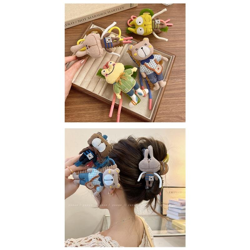 Cute Bear Double Sided Hair Claw Bow Shark Clip Elegant Back Head Hair Accessories