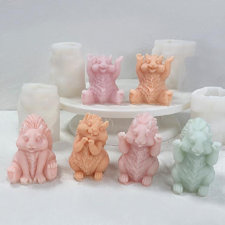 Easy to Clean Silicone Candle Molds Fondant Moulds Squirrel Shape Resin Project Moulds Silicone Texture for Candle