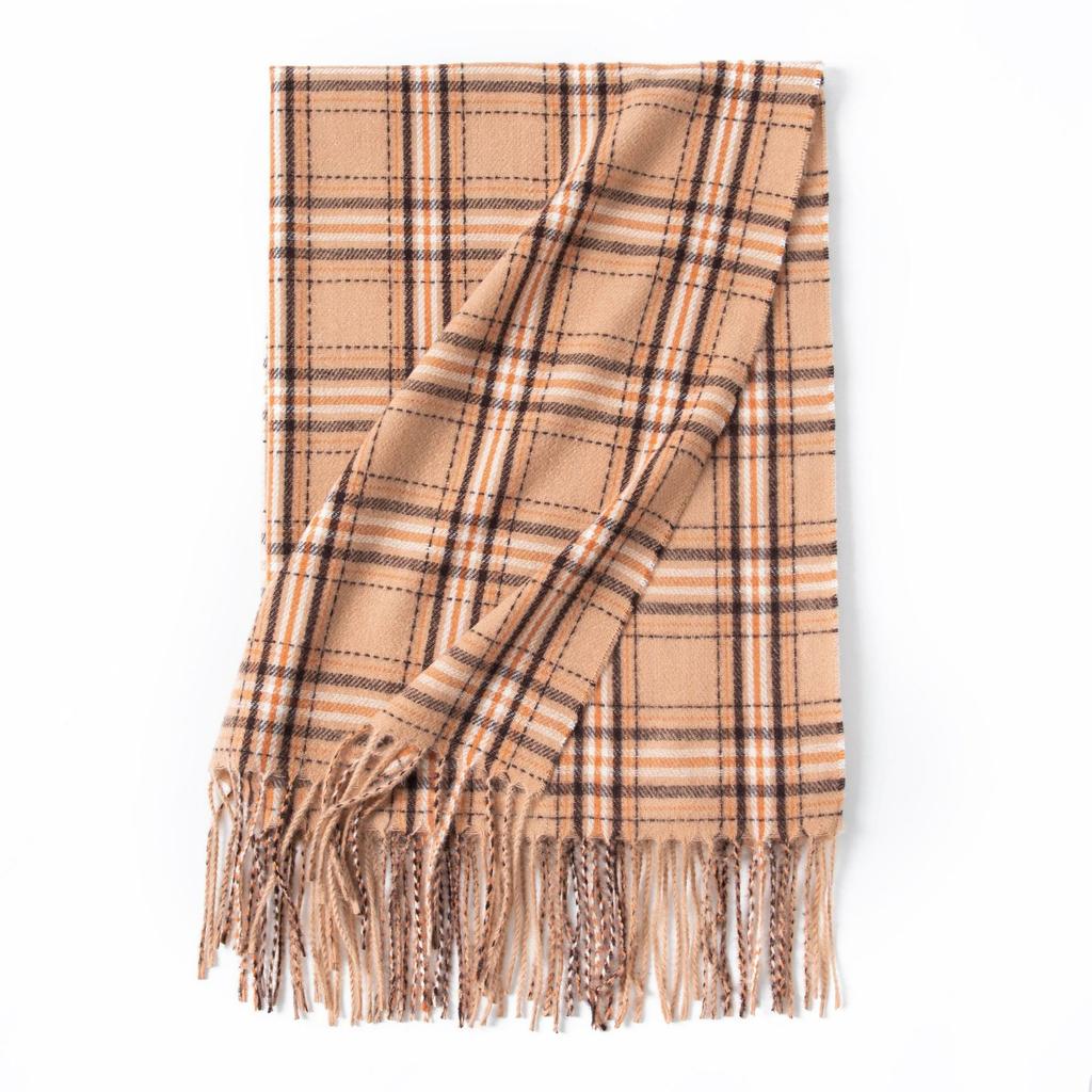 New sweet warm imitation cashmere scarf plaid student couple winter thickened warm scarf