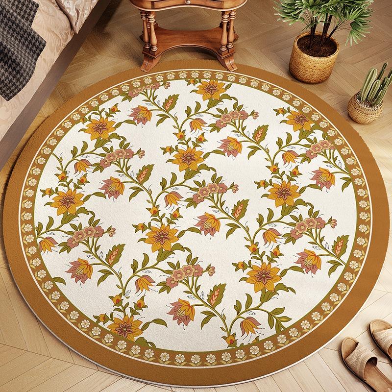 Round Living Room Carpet American Retro Carpets for Bedroom Rug Bedside Floor Mat Modern Creative Minimalist Home Decor Rugs