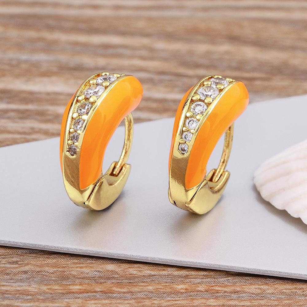 

Nidin Fashion 6 Candy Color Enamel Oil Drop Round Pendant Crystal Earrings Women s Classic Party Wedding Exquisite Jewelry оранжевый