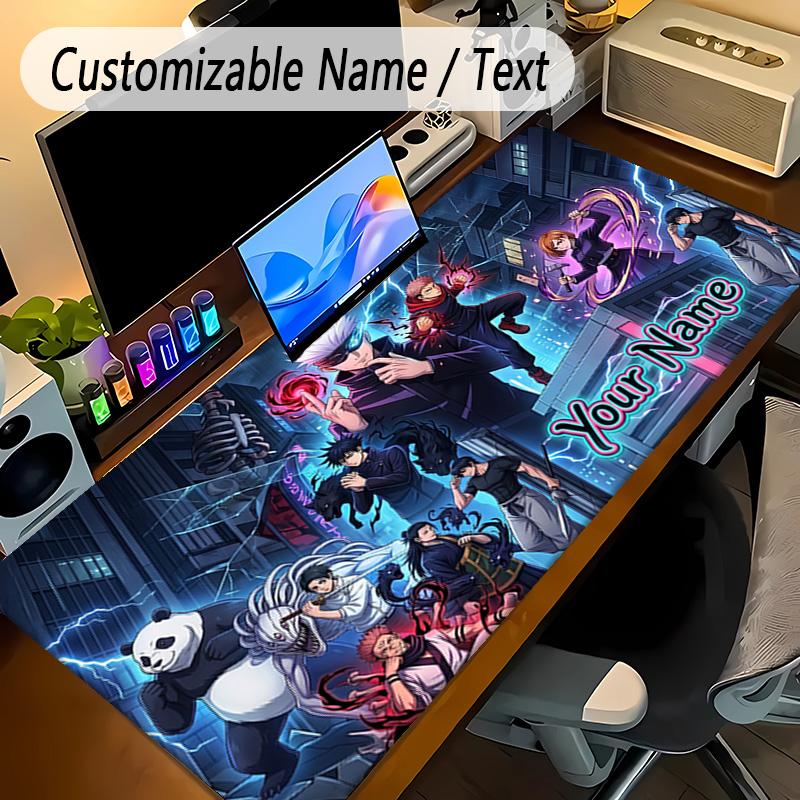 Large Mouse PadJujutsu Kaisen Custom Name Text Personalized Desk Mat Non Slip Gaming Pad