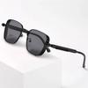 Men's Vintage Steampunk Driving Sun Glasses Square Metal Frame Sun Glasses with Spring Hinges Women Trendy Shades Driver Glasses