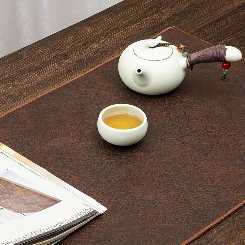 Runner da Tavolino da Tè in Ecopelle di Lusso Impermeabile Decorazione Tavolino da Tè Zen Cinese Tappetino da Tè Accessori Decorativi per Cerimonia del Tè