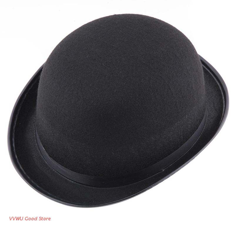 Unisex Bowler Hat Black Hat Bowler Top Hat Bombin Hat Costume Magician Performed Hat Stage Theater Costume One Size