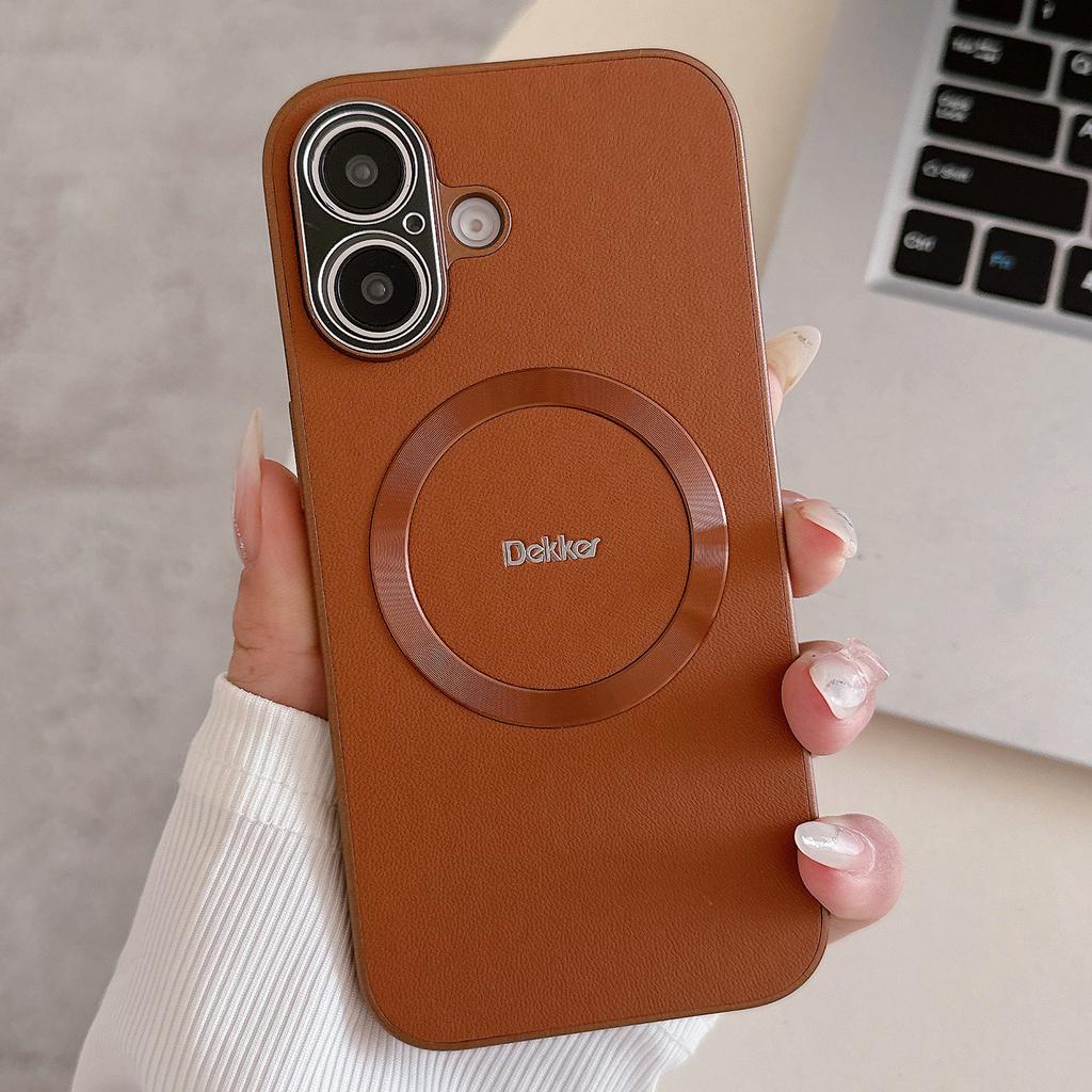 DEKKER For iPhone 16 Back Cover Compatible with MagSafe PU+TPU Phone Case - Purple