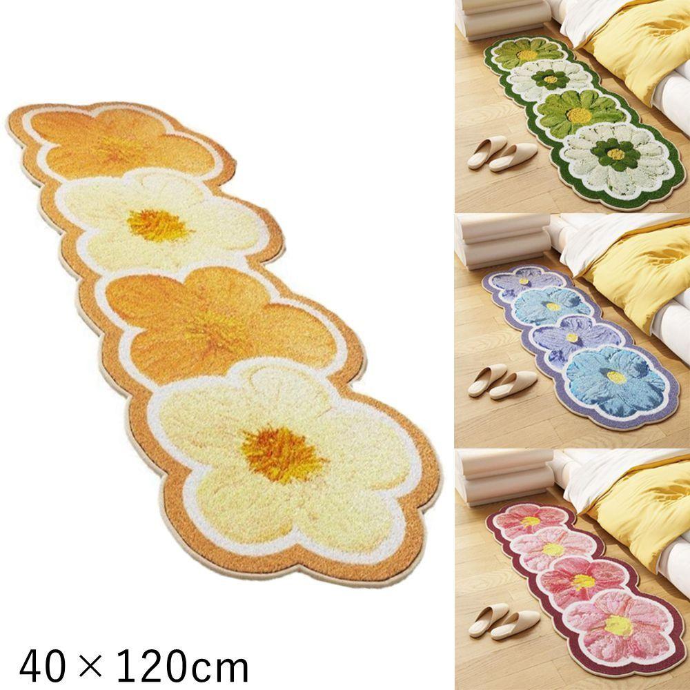 

Thickened Long Carpet Flower Pattern Floral Carpet New Bath Door Foot Rug Color 3