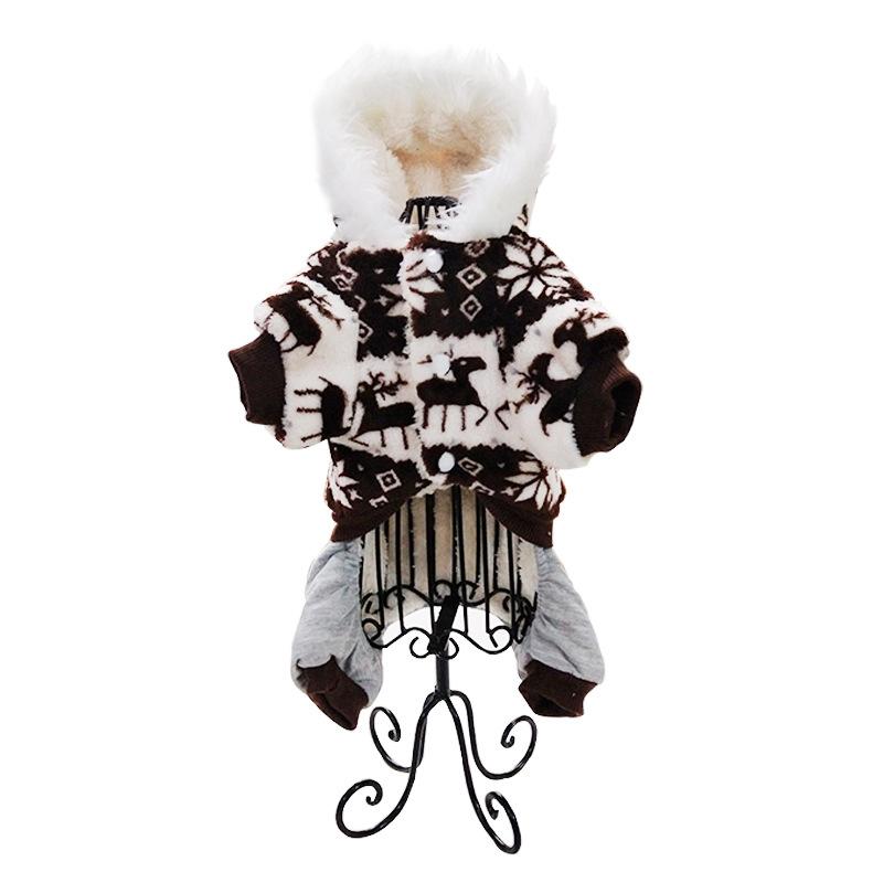 Christmas Pet Clothing and Accessories, Pet Cotton-padded Clothes, Snowflake Reindeer Thick Winter Dog Christmas Clothing