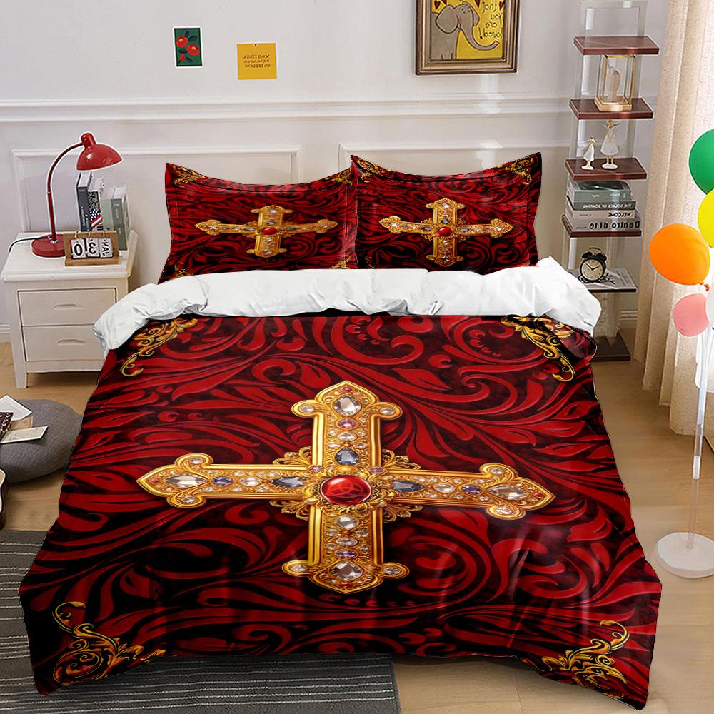 

Gold jeweled cross pattern. Bedding sets Duvet cover sets Duvet covers Pillowcases(1 * Duvet Cover 2 * Pillowcases, without duvet insert) 135x200cm