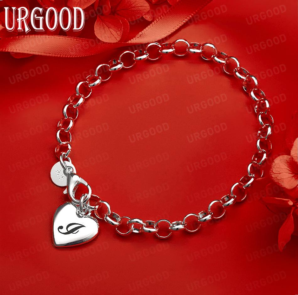 925 Sterling Silber Seitenkette mit Buchstaben Exquisites Armband Geschenk Schmuck